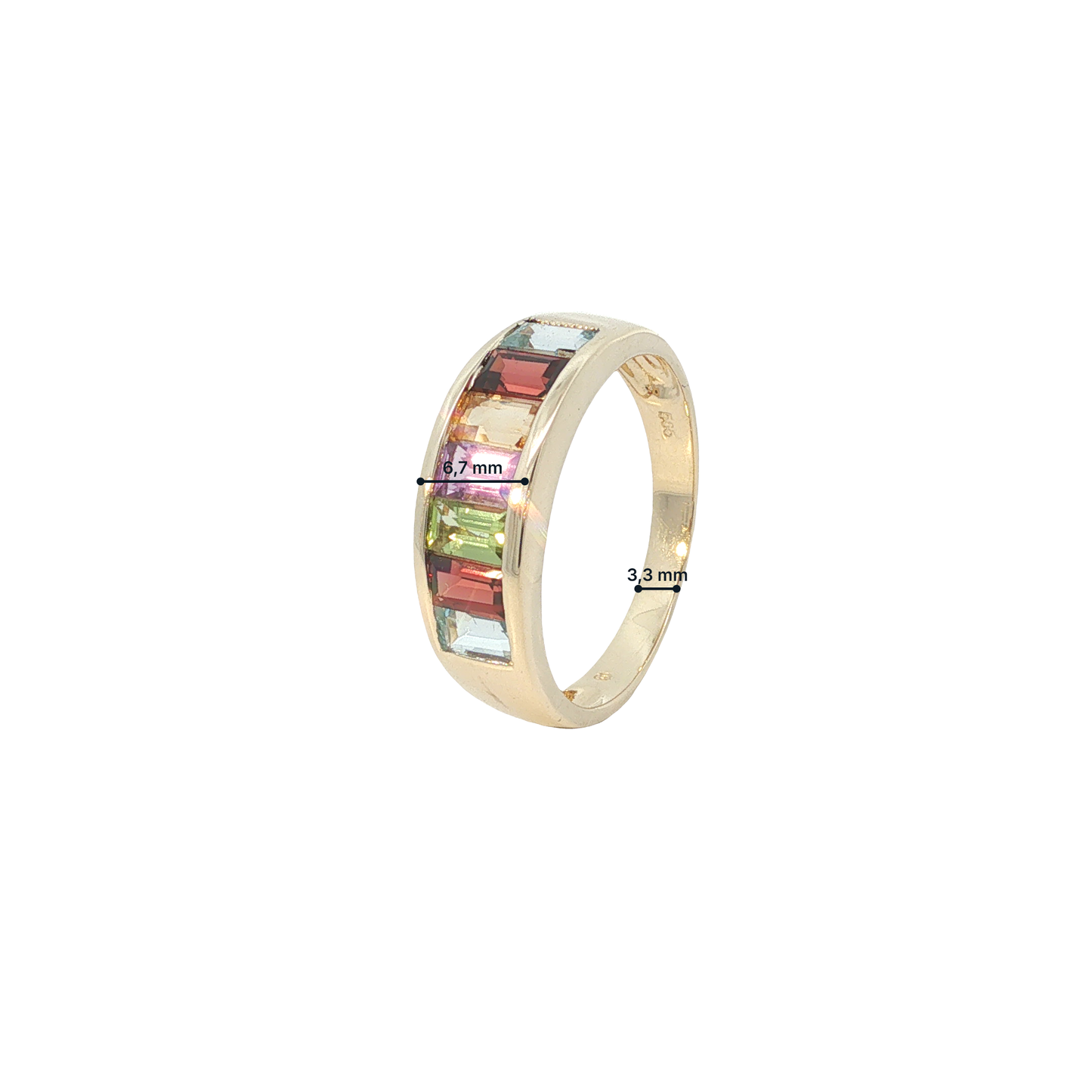 Ring Gelbgold 585 / 14 Karat mit Farbsteinen Gr. 63 Nr. 7195