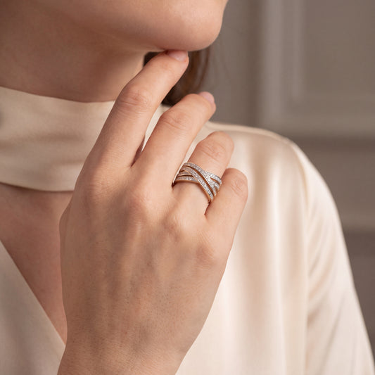 Ring Bicolor 333 / 8 Karat mit Diamanten Gr. 60 Nr. 7227