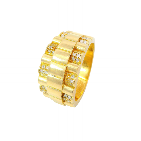Ring Gelbgold 585 / 14 Karat mit weißen Steinen Gr. 65 Nr. 6766