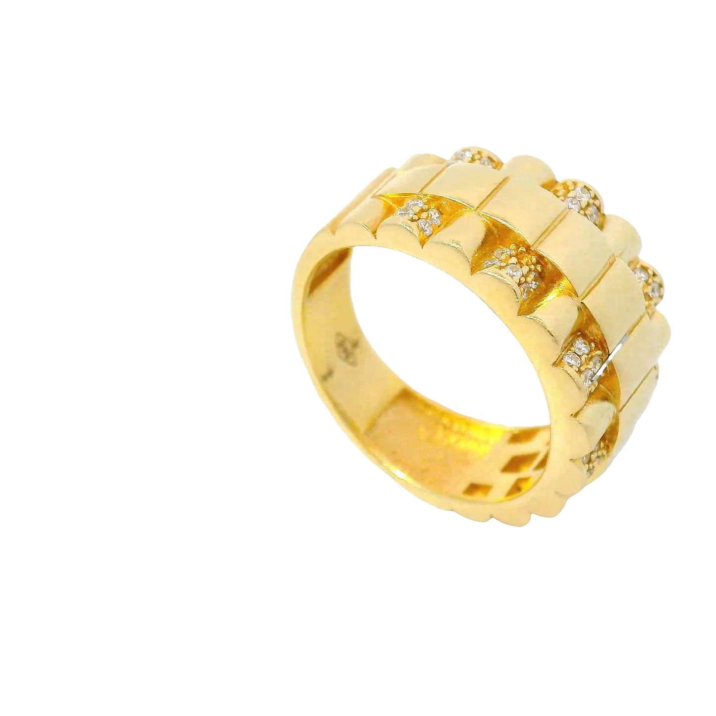 Ring Gelbgold 585 / 14 Karat mit weißen Steinen Gr. 65 Nr. 6766