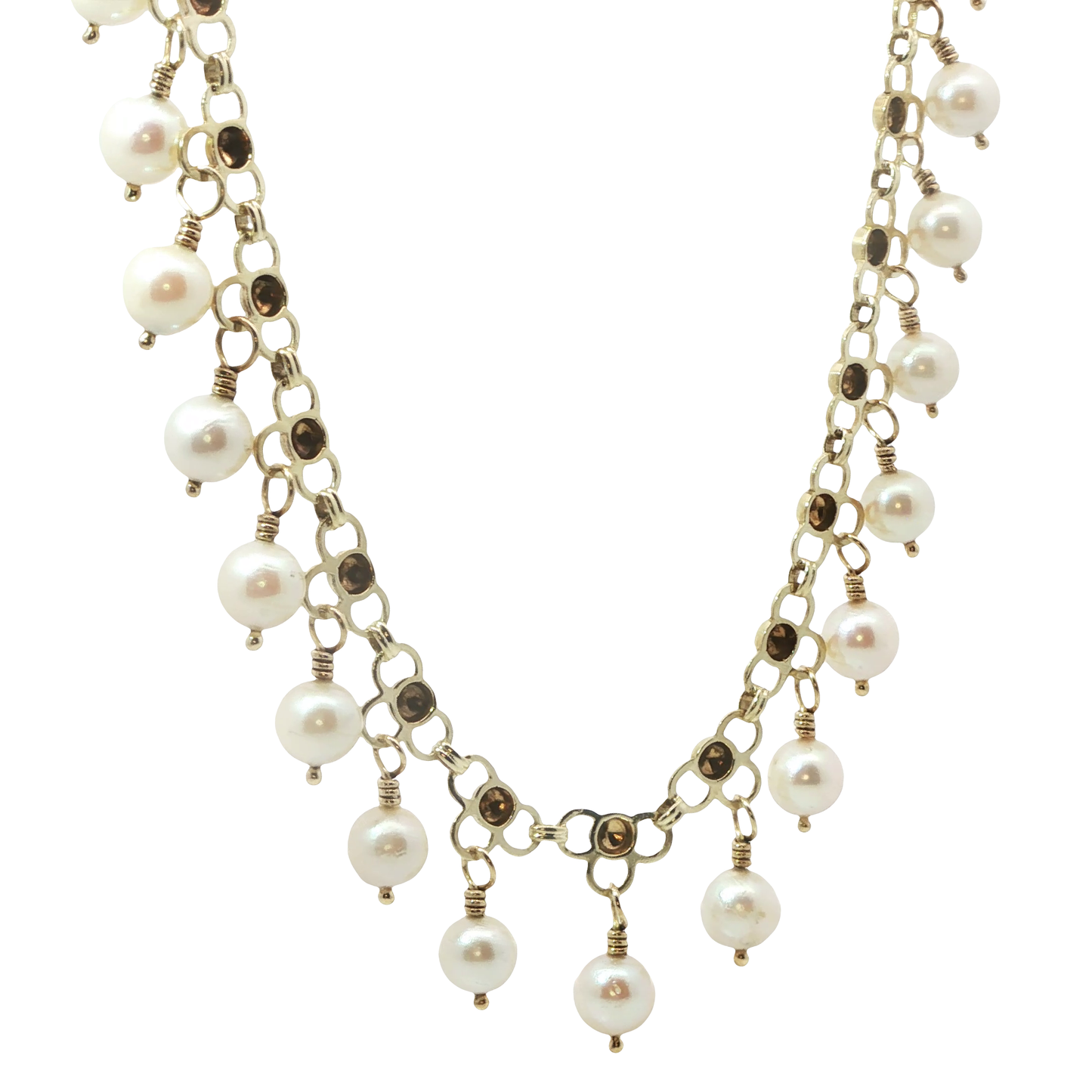 Goldkette Gelbgold 585 / 14 Karat mit Perlen L: 43 cm Nr. 6870