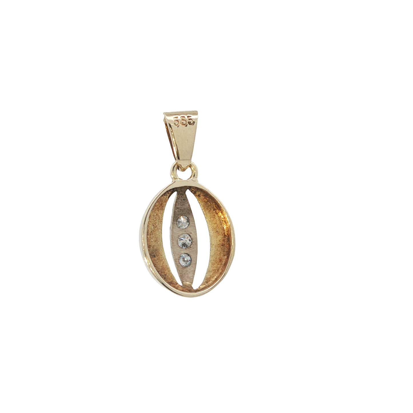Anhänger Bicolor 585 / 14 Karat mit Brill. 0,1 ct L: 21,8 Nr: 6878