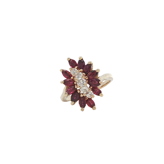 Ring Gelbgold 585 / 14 Karat mit Brill. und Rubinen Gr. 52 Nr. 6918