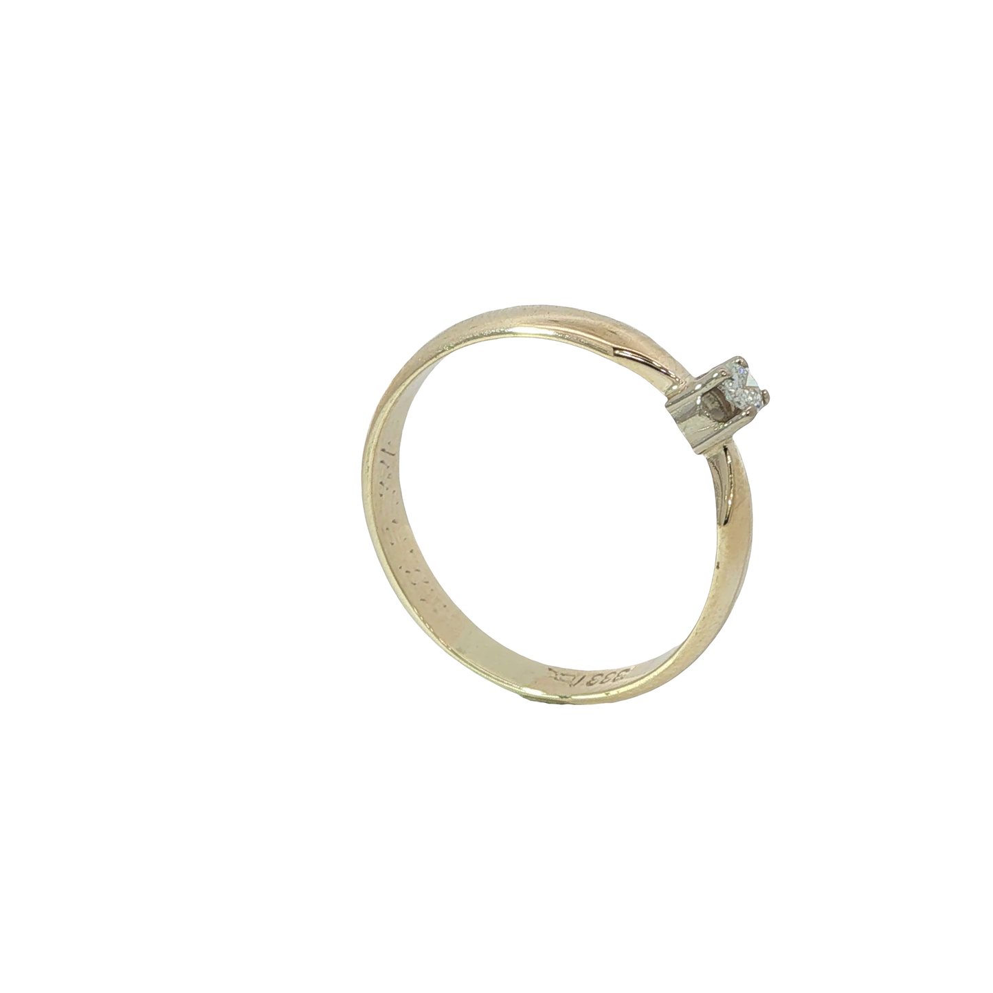 Solitärring Bicolor 333 / 8 Karat mit Brill. 0,1 ct Gr. 63 Nr.6897