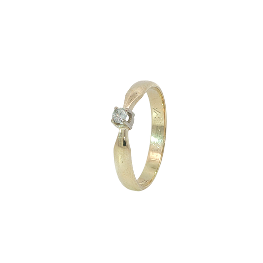 Solitärring Bicolor 333 / 8 Karat mit Brill. 0,1 ct Gr. 63 Nr.6897