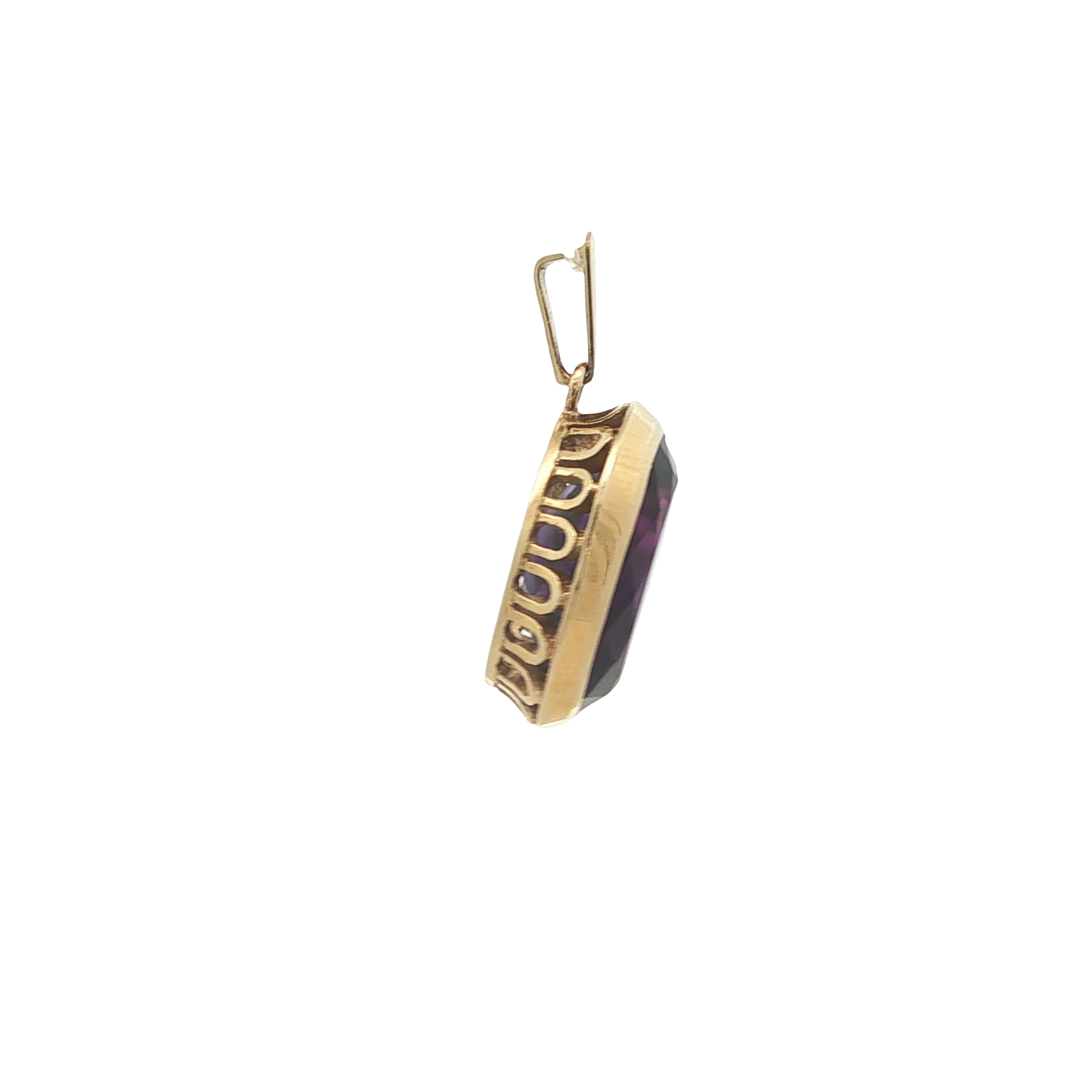 Anhänger Gelbgold 585 / 14 Karat mit Amethyst L: 29 mm Nr: 6931