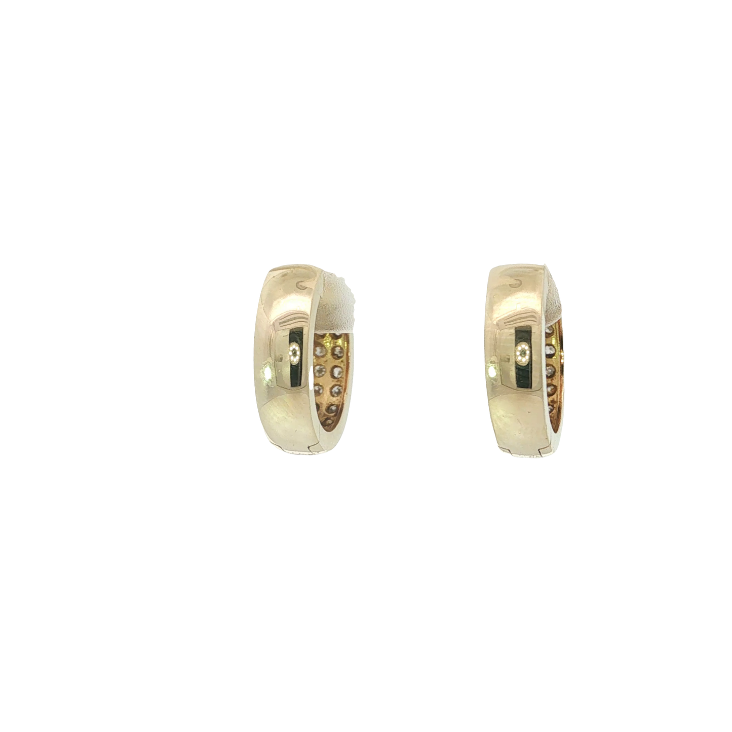 P. Creolen Bicolor 585 / 14 Karat mit Brillanten 15,5 mm Nr. 7113