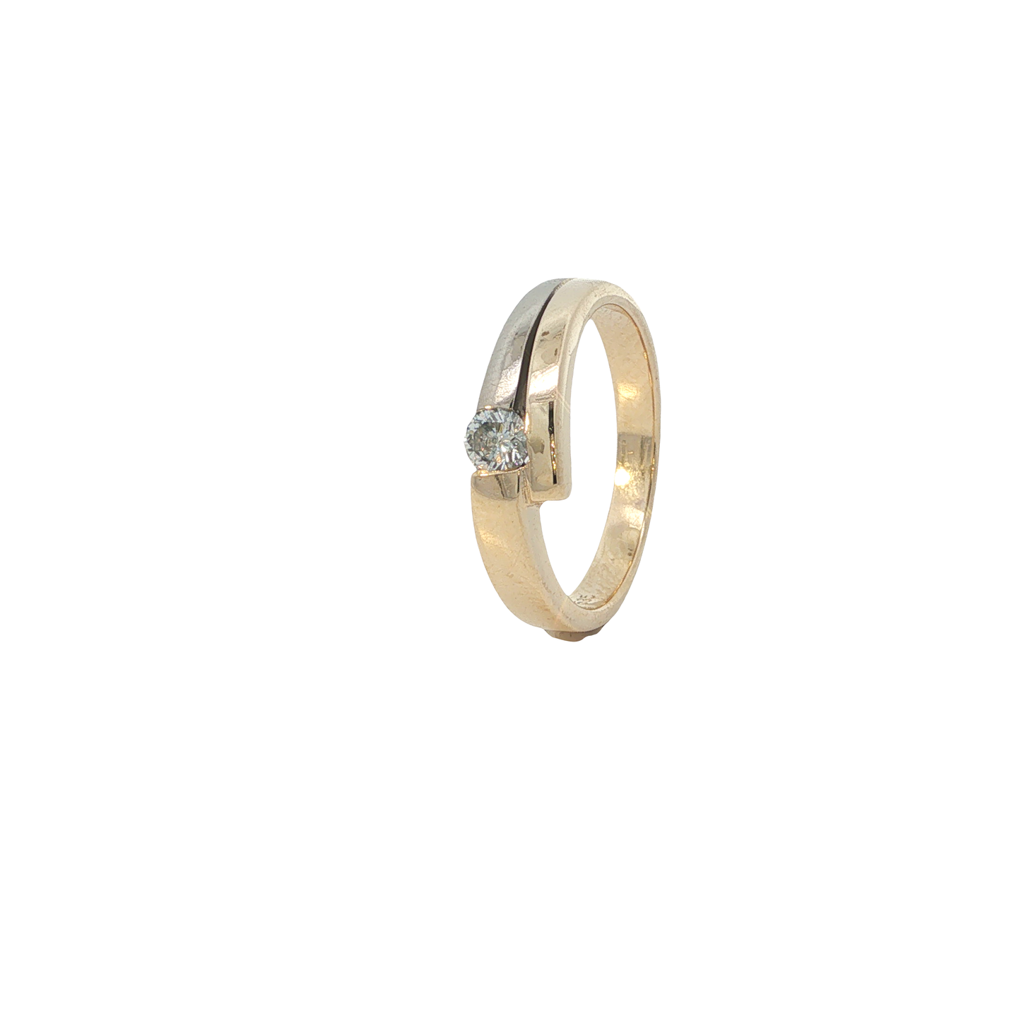 Solitärring Bicolor 585 / 14 Karat mit Brill. 0,20 ct Gr. 55 Nr. 7104