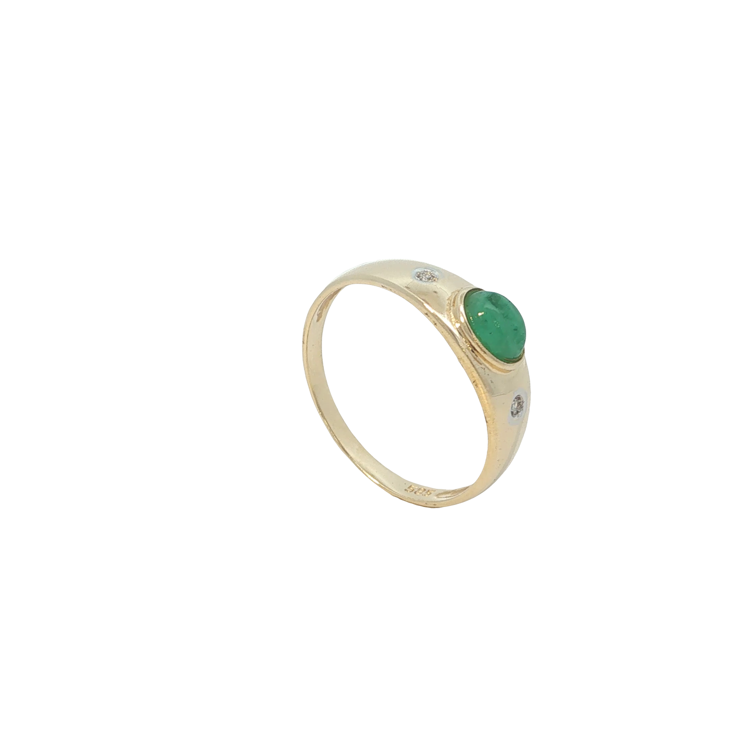 Ring Gelbgold 585 / 14 Karat mit Brill. und Smaragd Gr. 59 Nr. 6803