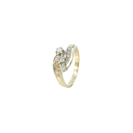 Ring Gelbgold 585 / 14 Karat mit Brill. und Dia. Gr. 53 Nr. 7180