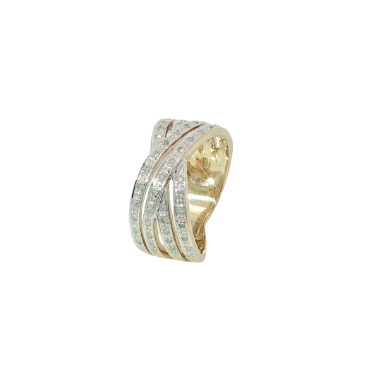 Ring Bicolor 333 / 8 Karat mit Diamanten Gr. 60 Nr. 7227