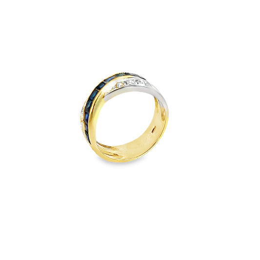 Ring Bicolor 750 / 18 Karat mit Saphiren & Brillanten Gr. 54,5 Nr. 5912