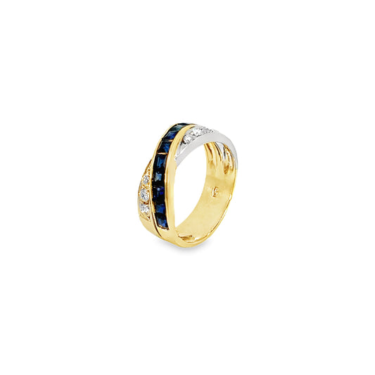 Ring Bicolor 750 / 18 Karat mit Saphiren & Brillanten Gr. 54,5 Nr. 5912