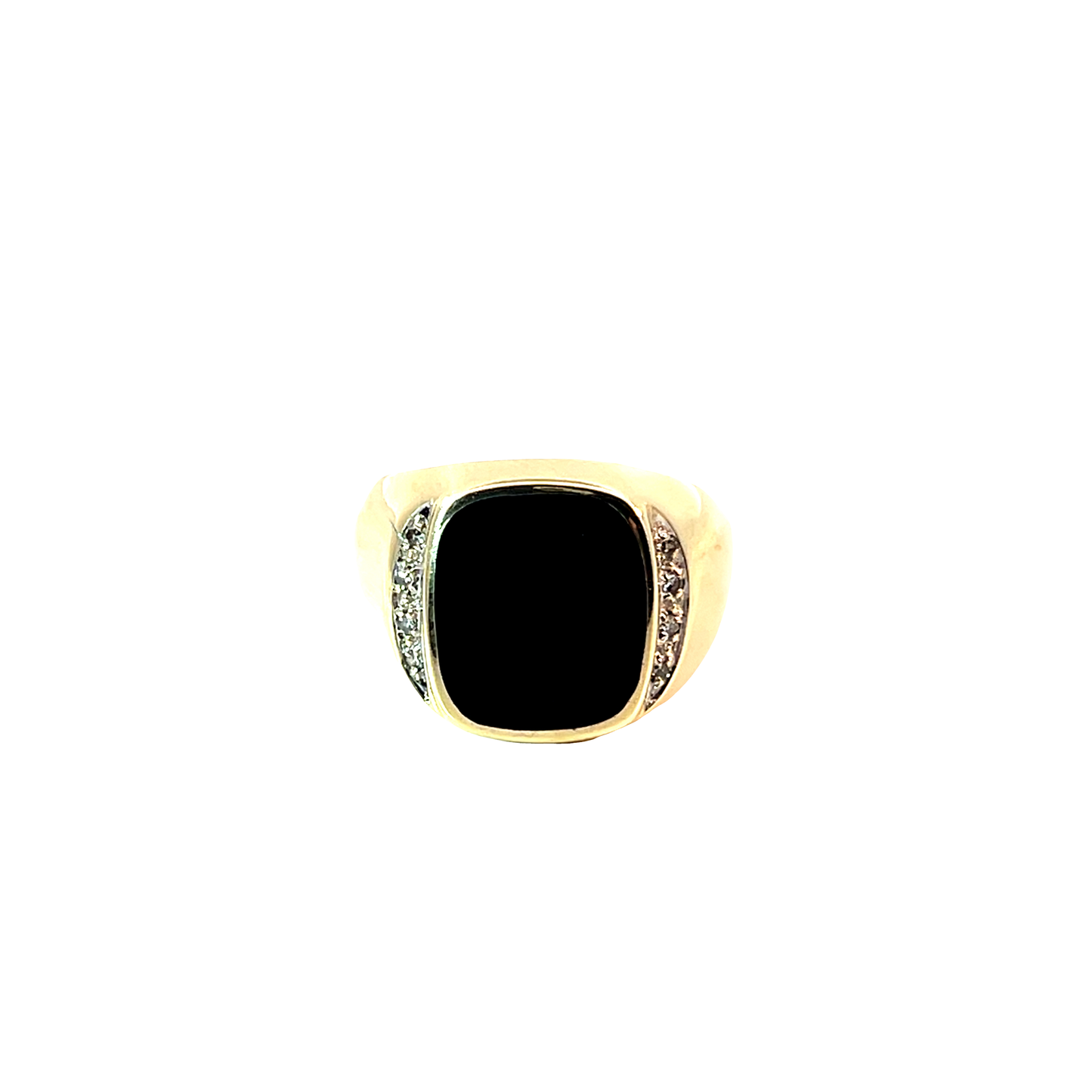 Ring Gelbgold 585 / 14 Karat mit Onyx & Diam. Nr. 6465