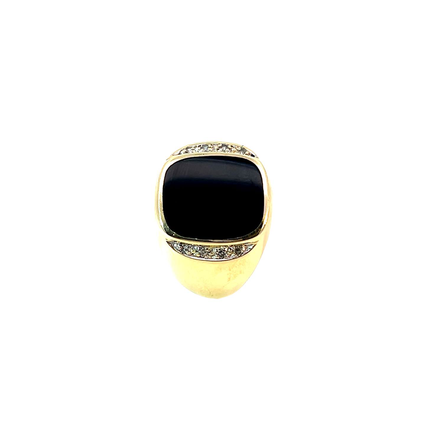Ring Gelbgold 585 / 14 Karat mit Onyx & Diam. Nr. 6465