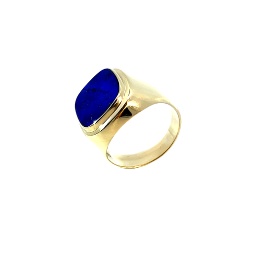 Herrenring Gelbgold 585 / 14 Karat mit Lapislazuli Nr. 6442