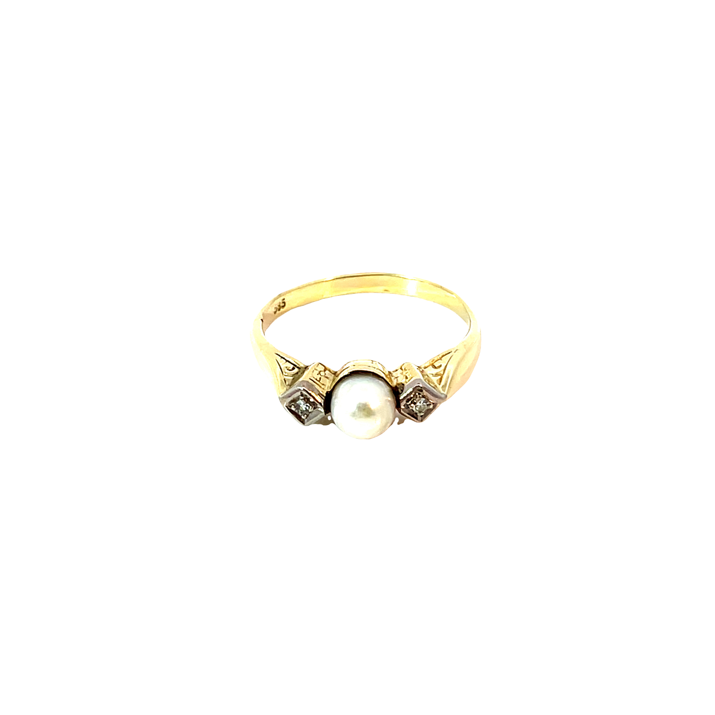 Ring Bicolor 585 / 14 Karat mit Perle Gr. 58 Nr. 6499