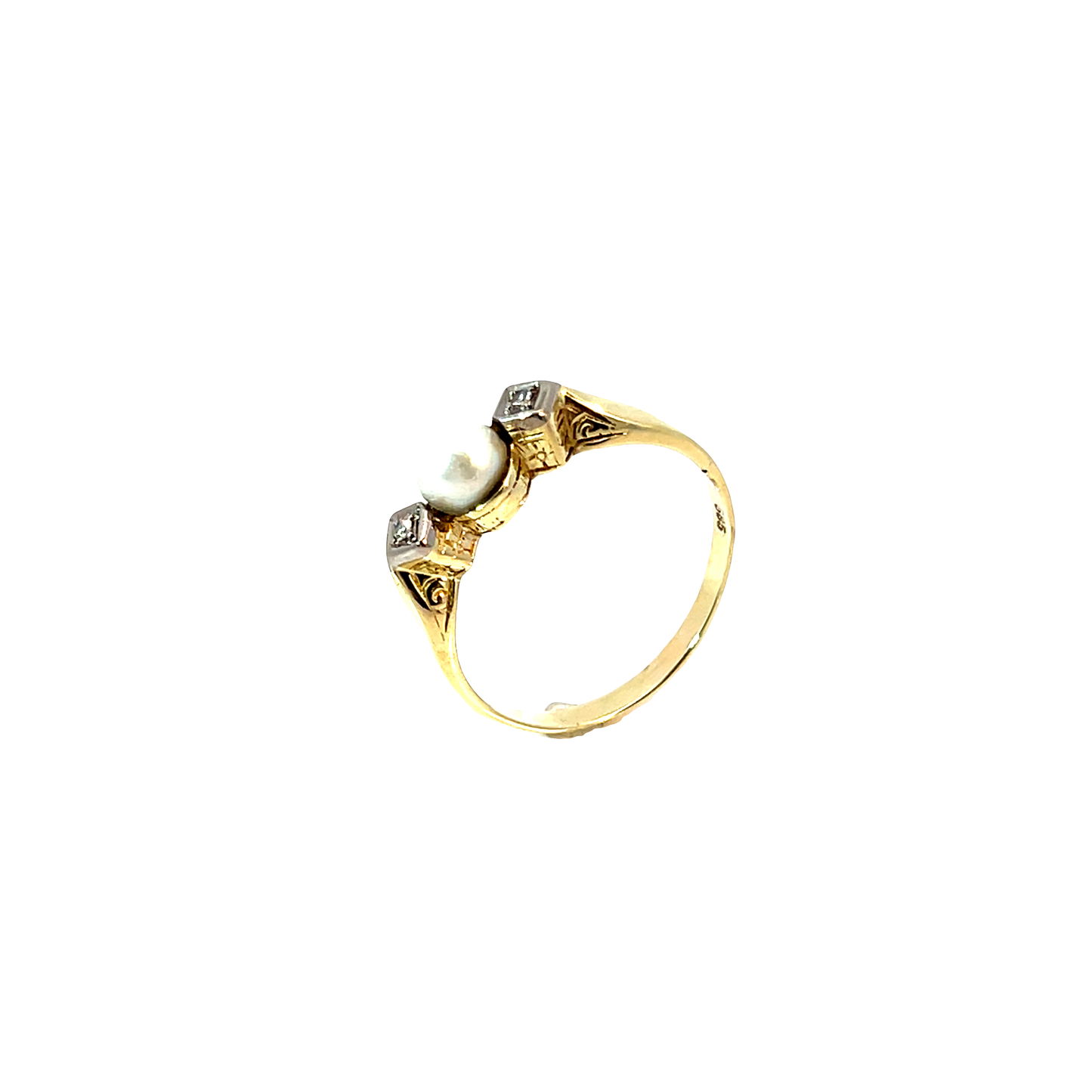 Ring Bicolor 585 / 14 Karat mit Perle Gr. 58 Nr. 6499