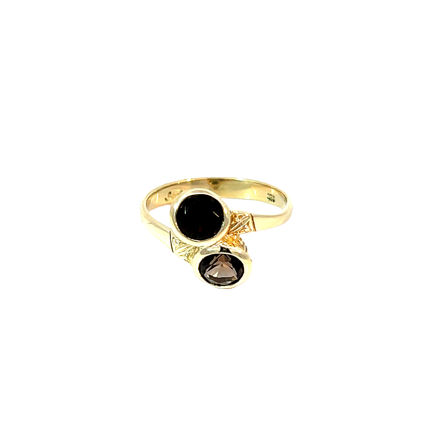 Ring Gelbgold 375 / 9 Karat mit braunen Farbsteinen Nr. 6506