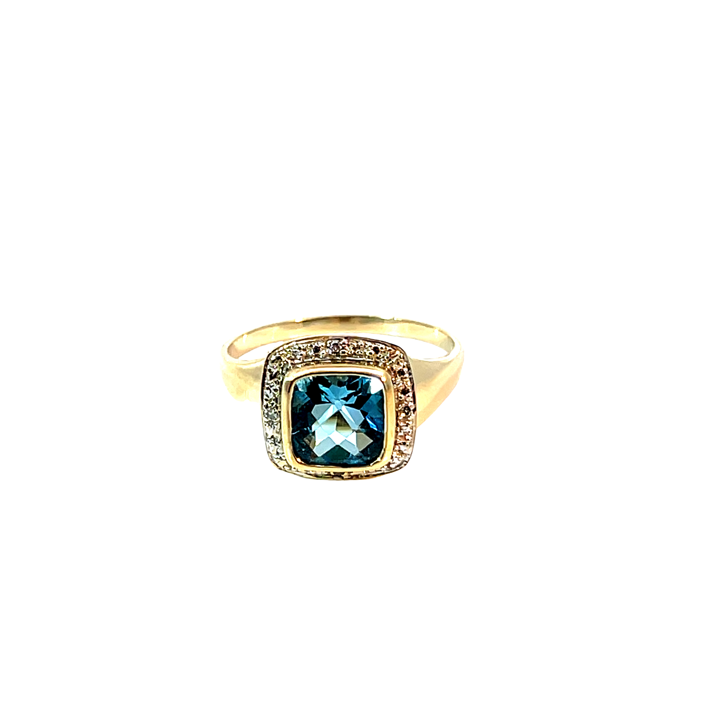 Ring Gelbgold 375 / 9 Karat mit Farbst. & Diam. Nr. 6507