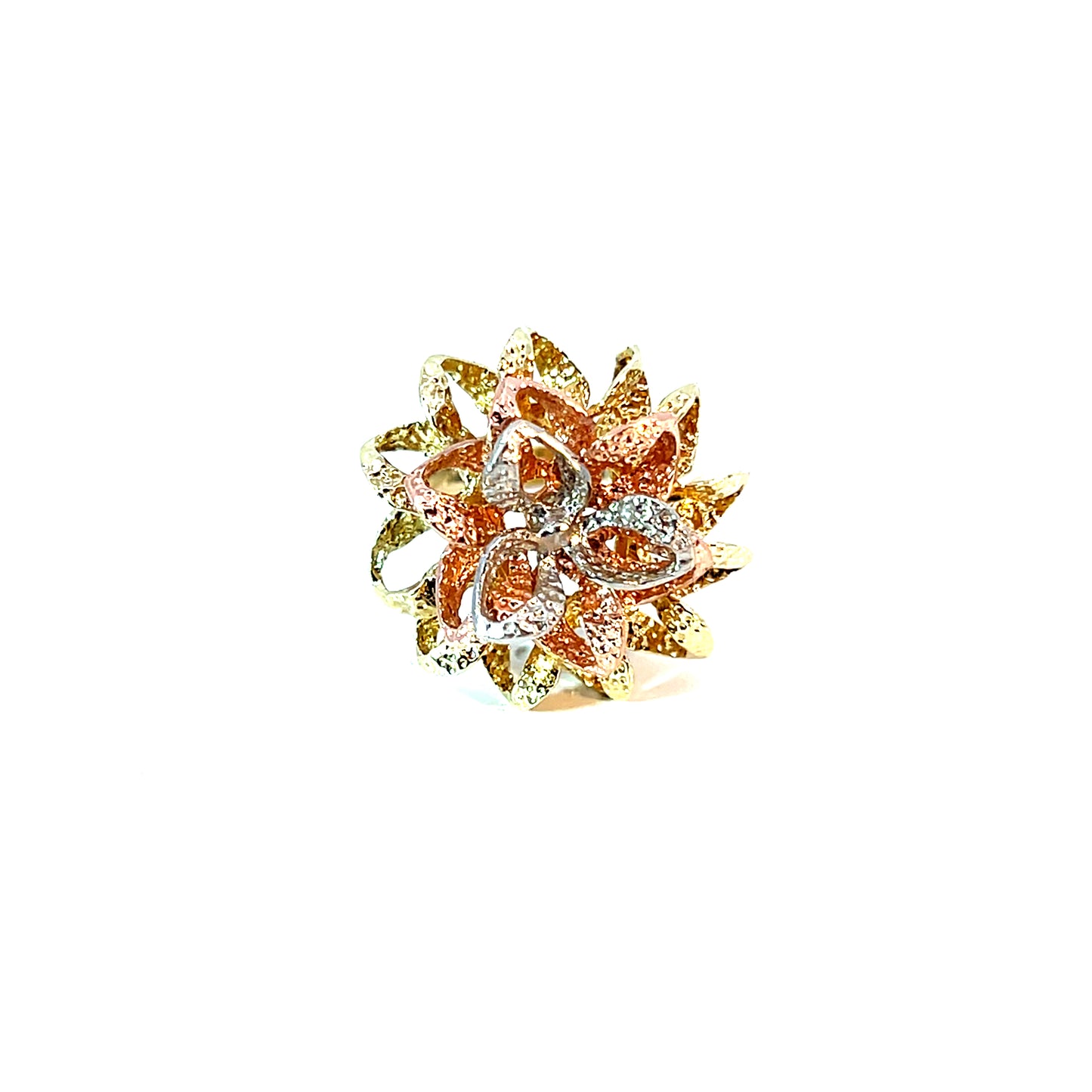 Ring Tricolor 585 / 14 Karat "Blume" Gr. 50 Nr. 6577