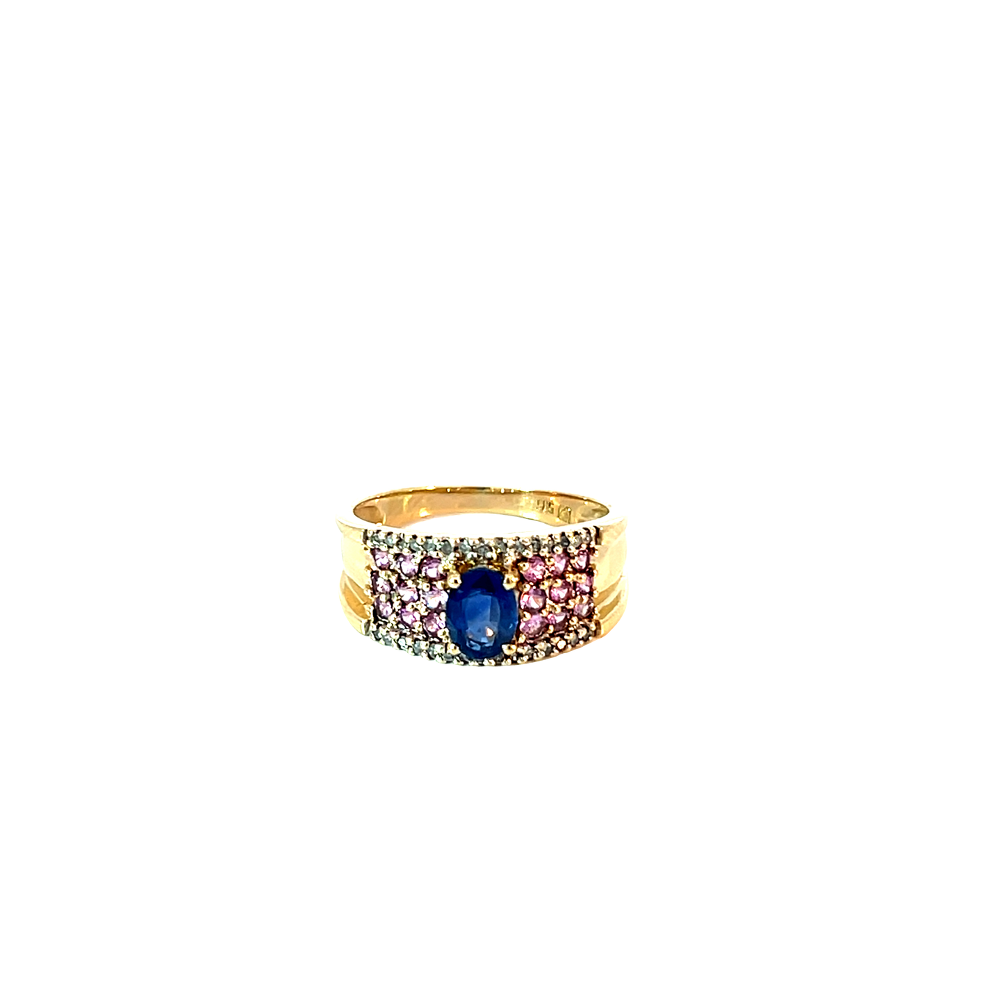 Ring Gelbgold 585 / 14 Karat mit Saphiren & Brill. Nr. 6614