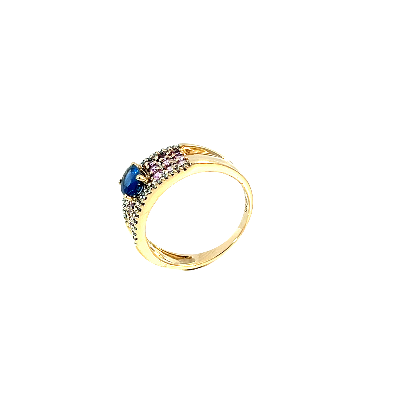 Ring Gelbgold 585 / 14 Karat mit Saphiren & Brill. Nr. 6614