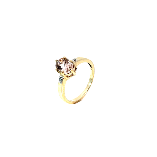 Ring Gelbgold 375 / 9 Karat mit Farbst. & Diam. Nr. 6581