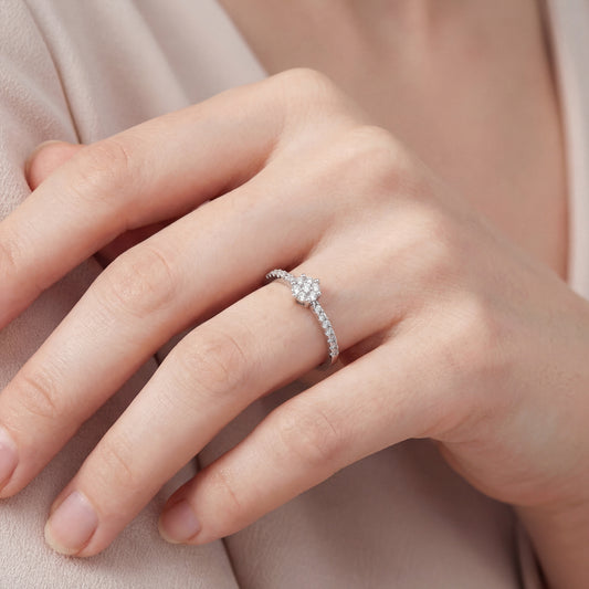 Ring Weißgold 585 / 14 Karat mit Brill. Gr. 52 Nr: 6835