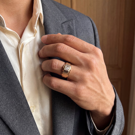 Ring Herren Bicolor 585 / 14 Karat Gr. 66 Nr. 6973