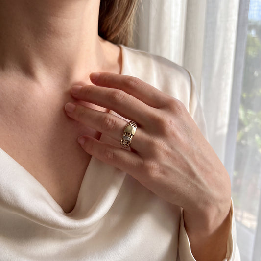 Ring Bicolor 375 / 9 Karat Gr. 54 Nr. 7137