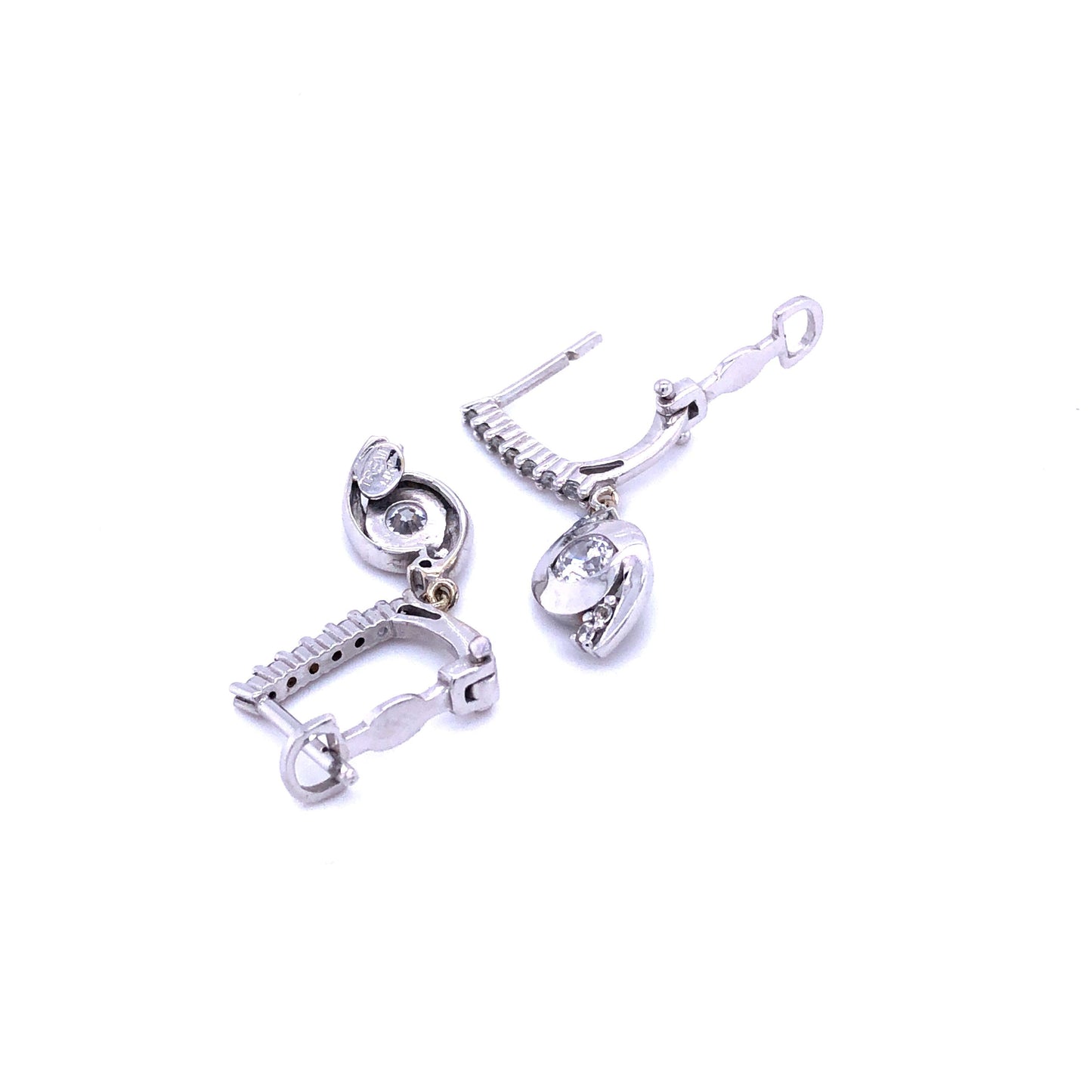 P. Ohrringe Weißgold 585 / 14 K mit Zirkonia Nr. 3232