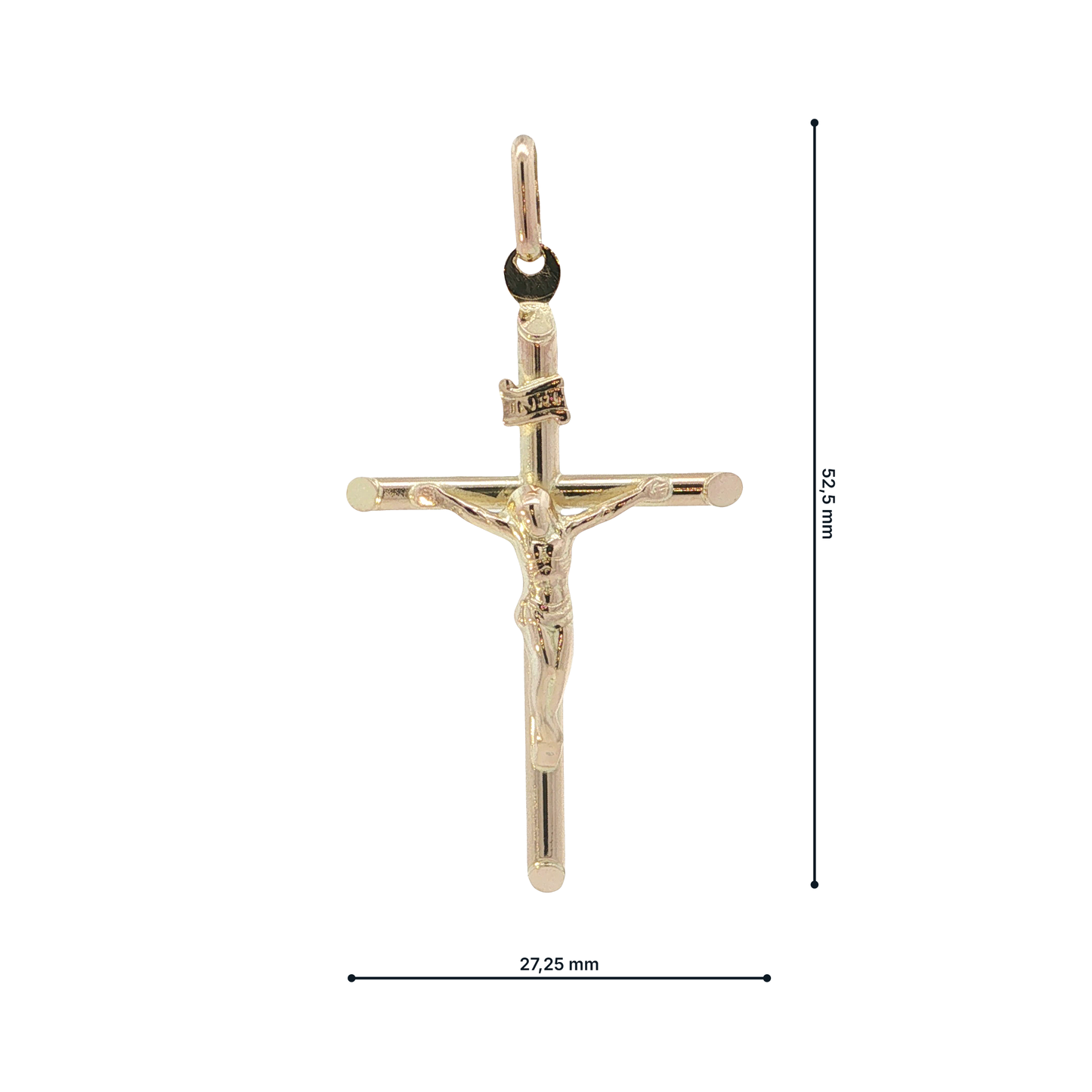 Anhänger "Kreuz Jesus INRI" Gelbgold 585 / 14 Karat L: 52,5 mm Nr. 7161