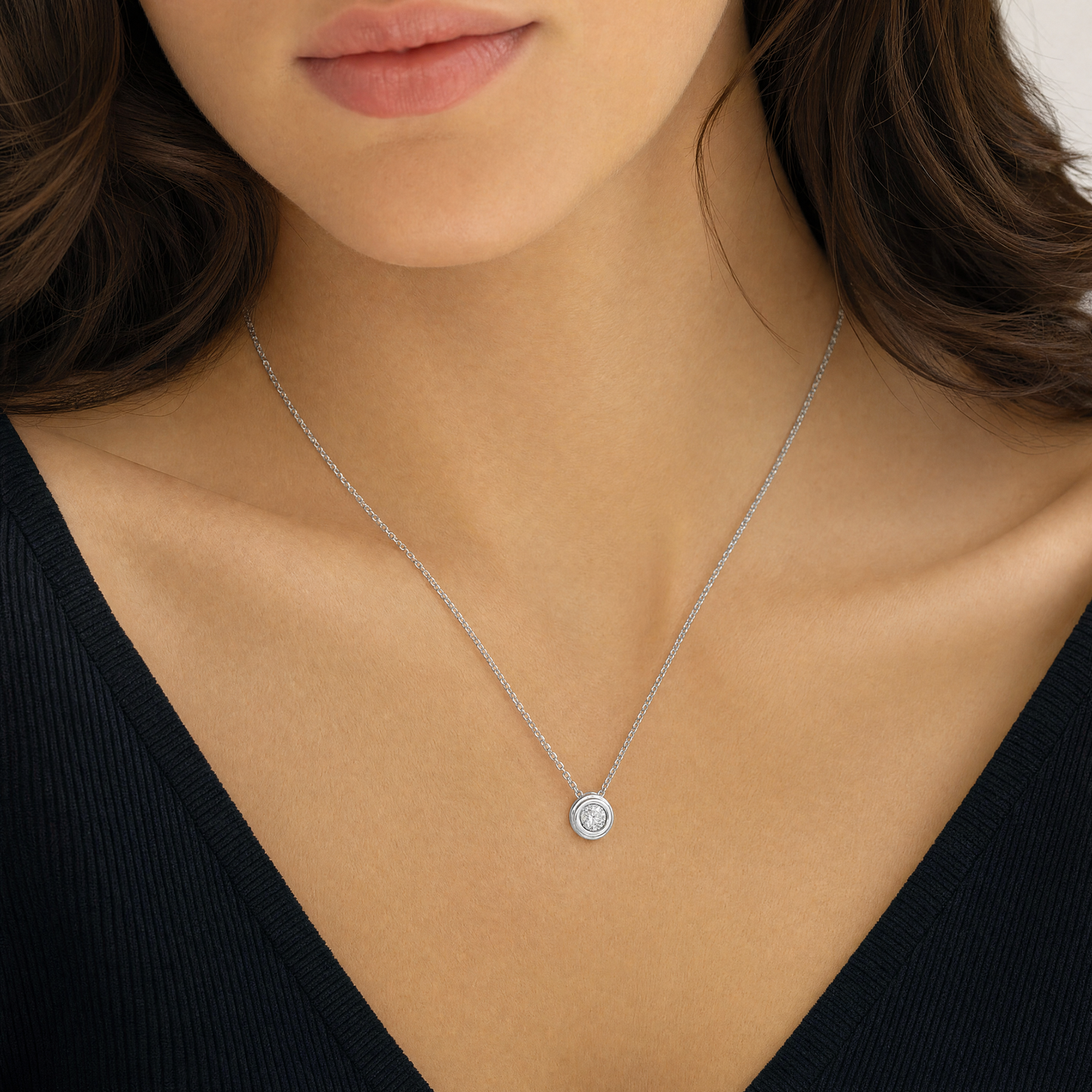 Kette mit Anhänger Weißgold 585 / 14 Karat L: 42-45 cm Nr. 7038