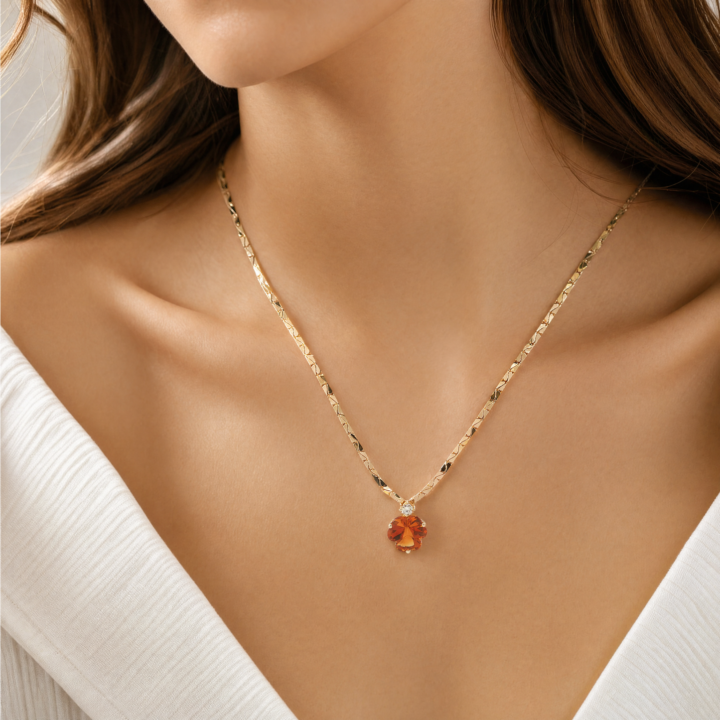 Collier Gelbgold 585 / 14 Karat mit Brill. L: 45 cm Nr. 7124