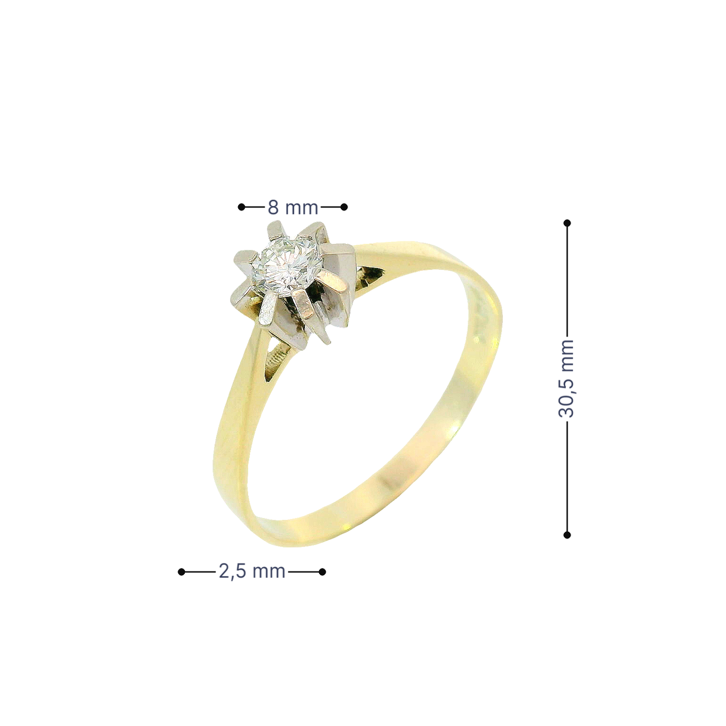 Solitärring Gelbgold 585 / 14 Karat mit Brill. Gr. 70 Nr. 6736