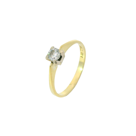 Solitärring Gelbgold 585 / 14 Karat mit Brill. Gr. 61,5 Nr. 6739