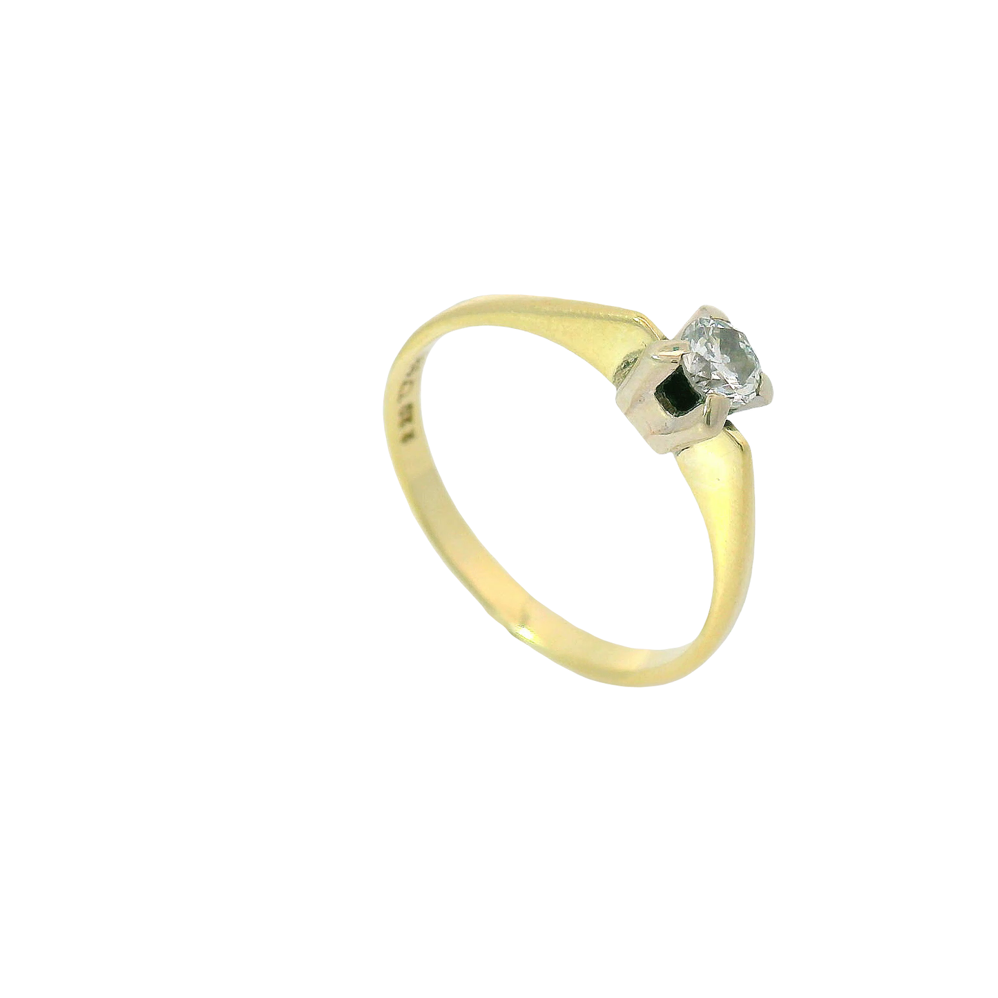 Solitärring Gelbgold 585 / 14 Karat mit Brill. Gr. 61,5 Nr. 6739