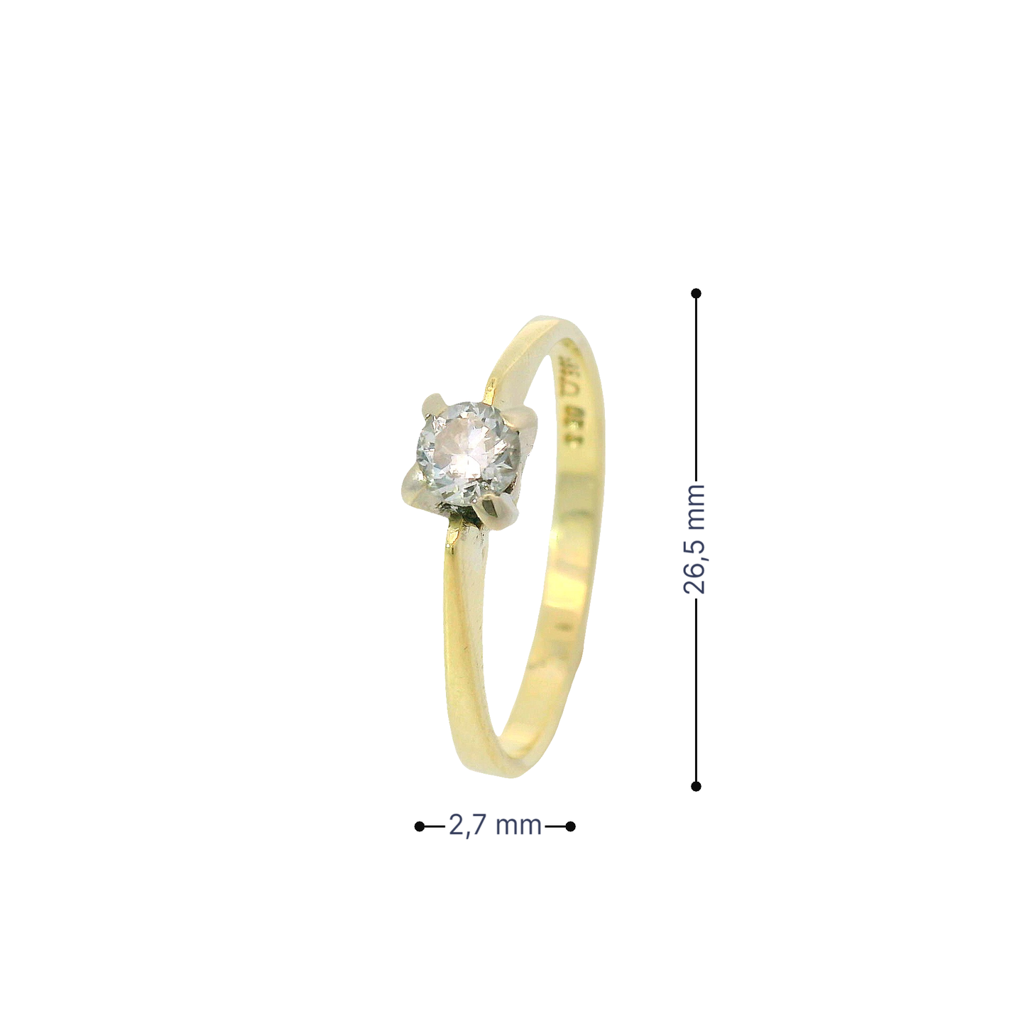Solitärring Gelbgold 585 / 14 Karat mit Brill. Gr. 61,5 Nr. 6739