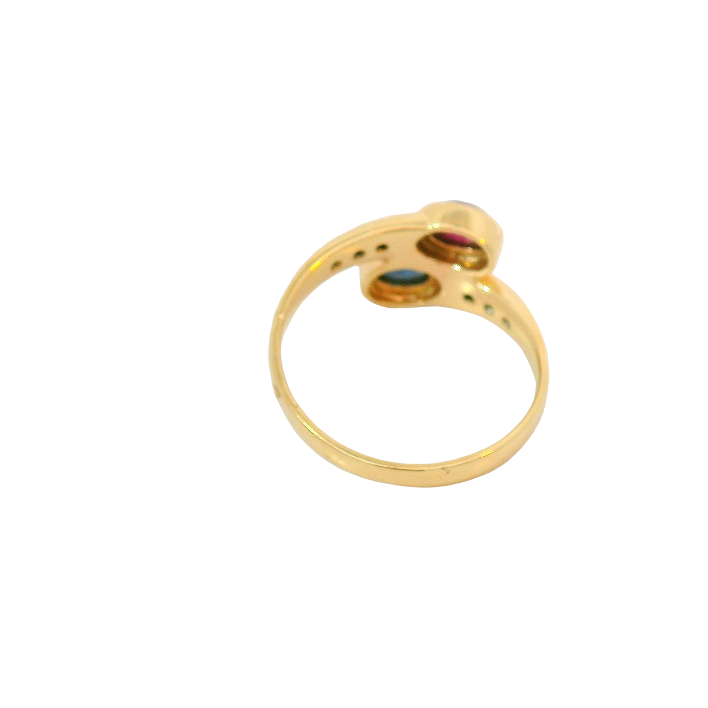 Ring Gelbgold 585 / 14 Karat mit Brill. Rubin, Saphir Gr. 59 Nr. 6800
