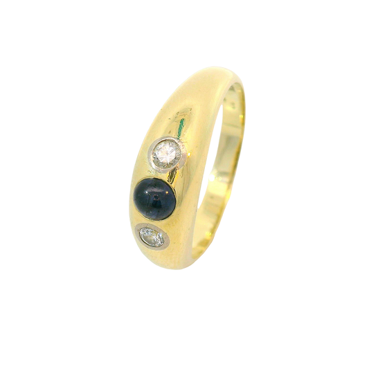 Ring Gelbgold 585 / 14 Karat mit Brill. und Saphir Gr. 68 Nr. 6738