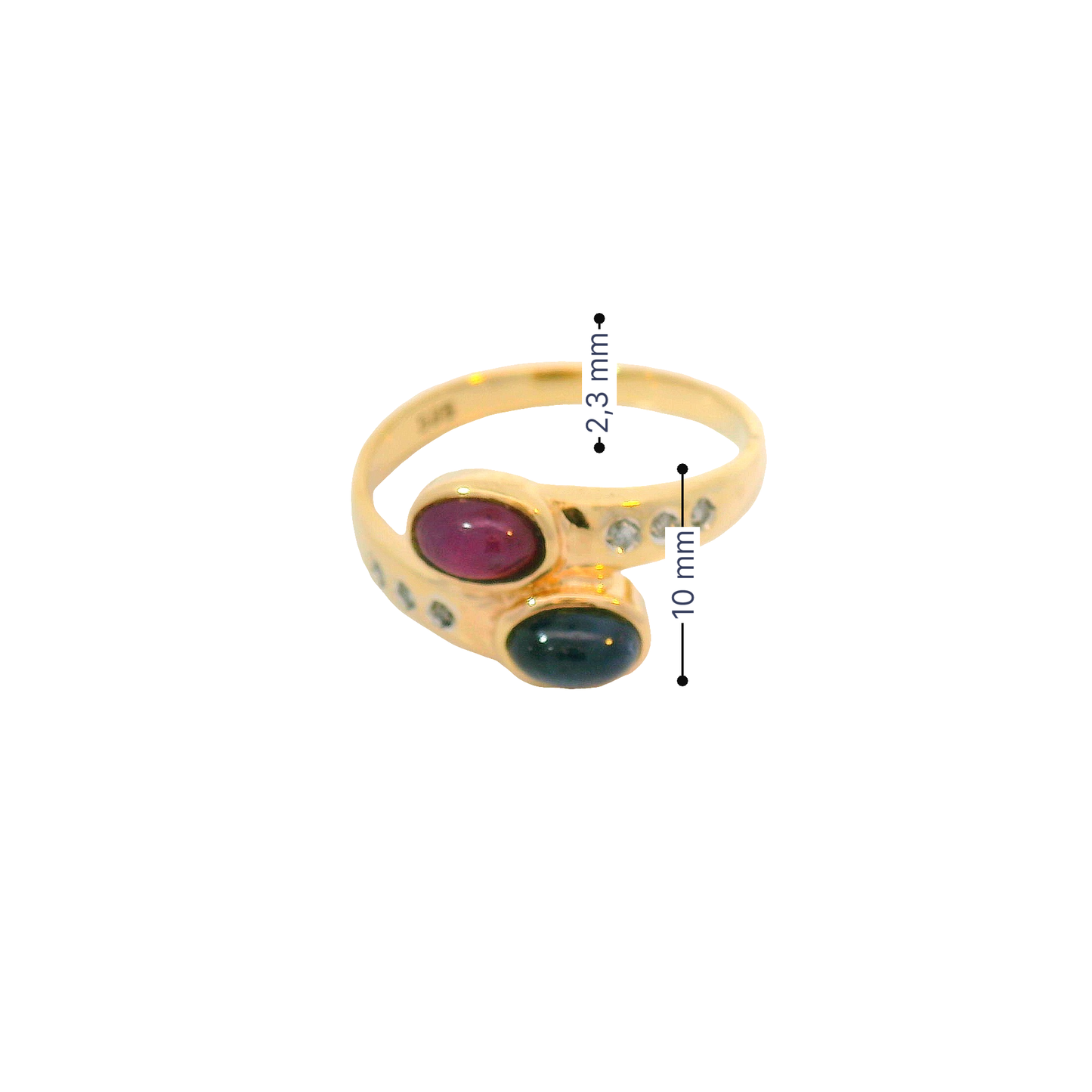 Ring Gelbgold 585 / 14 Karat mit Brill. Rubin, Saphir Gr. 59 Nr. 6800