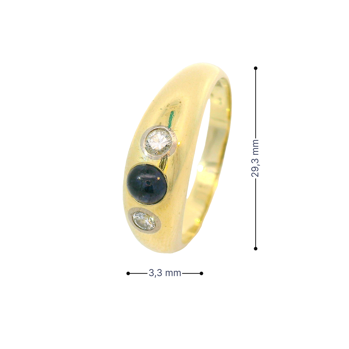 Ring Gelbgold 585 / 14 Karat mit Brill. und Saphir Gr. 68 Nr. 6738