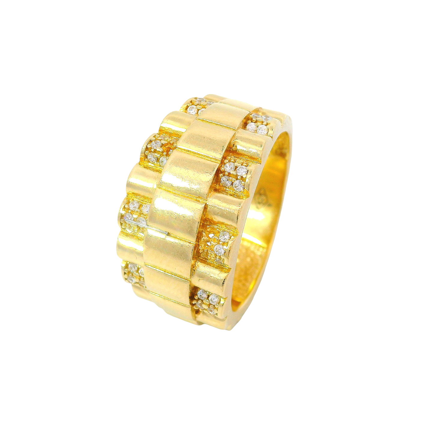 Ring Gelbgold 585 / 14 Karat mit weißen Steinen Gr. 65 Nr. 6766