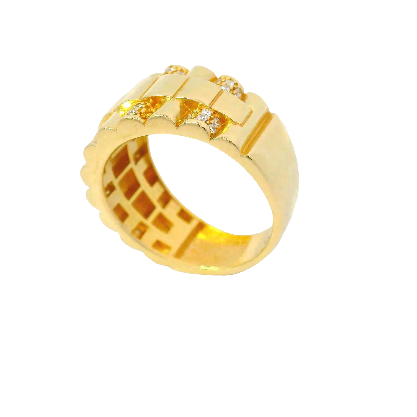 Ring Gelbgold 585 / 14 Karat mit weißen Steinen Gr. 65 Nr. 6766