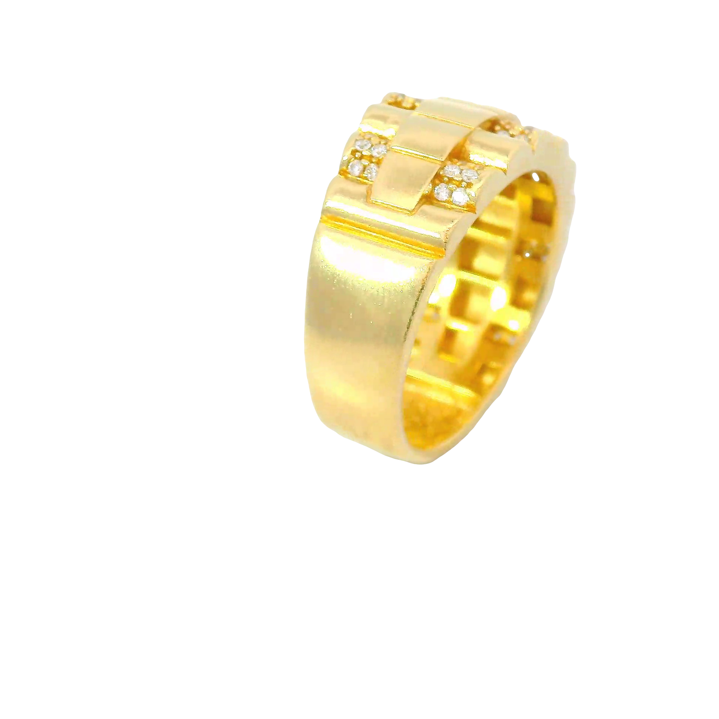 Ring Gelbgold 585 / 14 Karat mit weißen Steinen Gr. 65 Nr. 6766