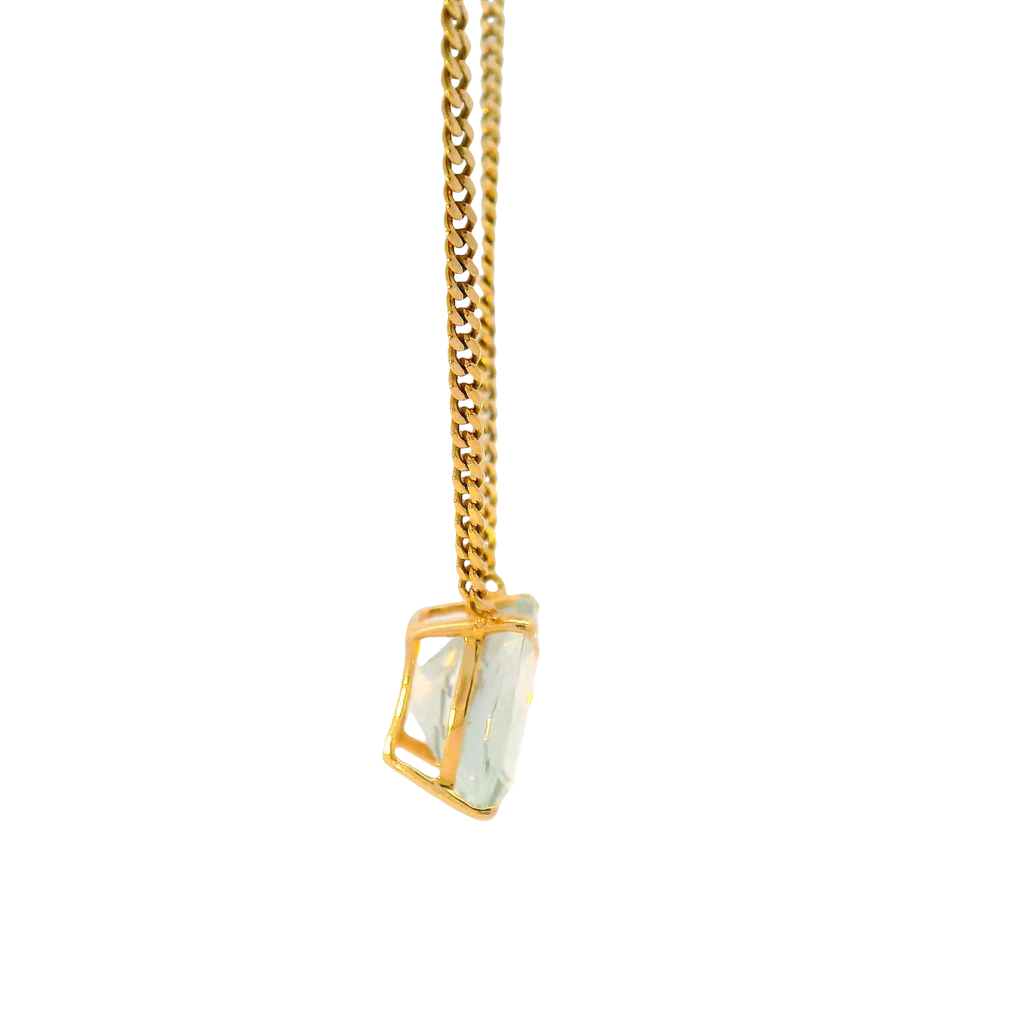 Kette Gelbgold 585 / 14 Karat mit Aquamarin Länge 41-48 cm Nr 6746
