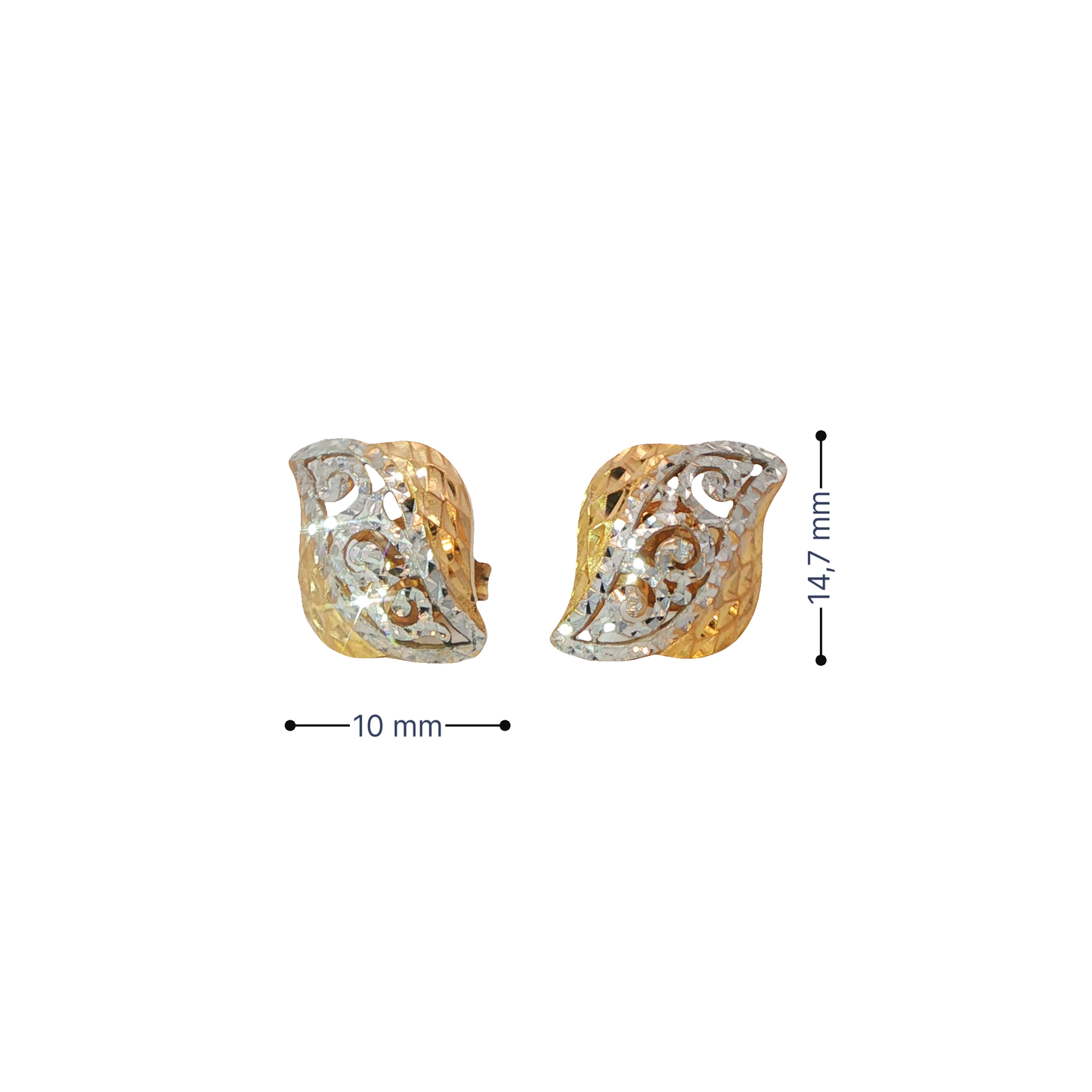 Ohrstecker Bicolor 916 / 22 Karat L: 14,7 mm Nr. 6844
