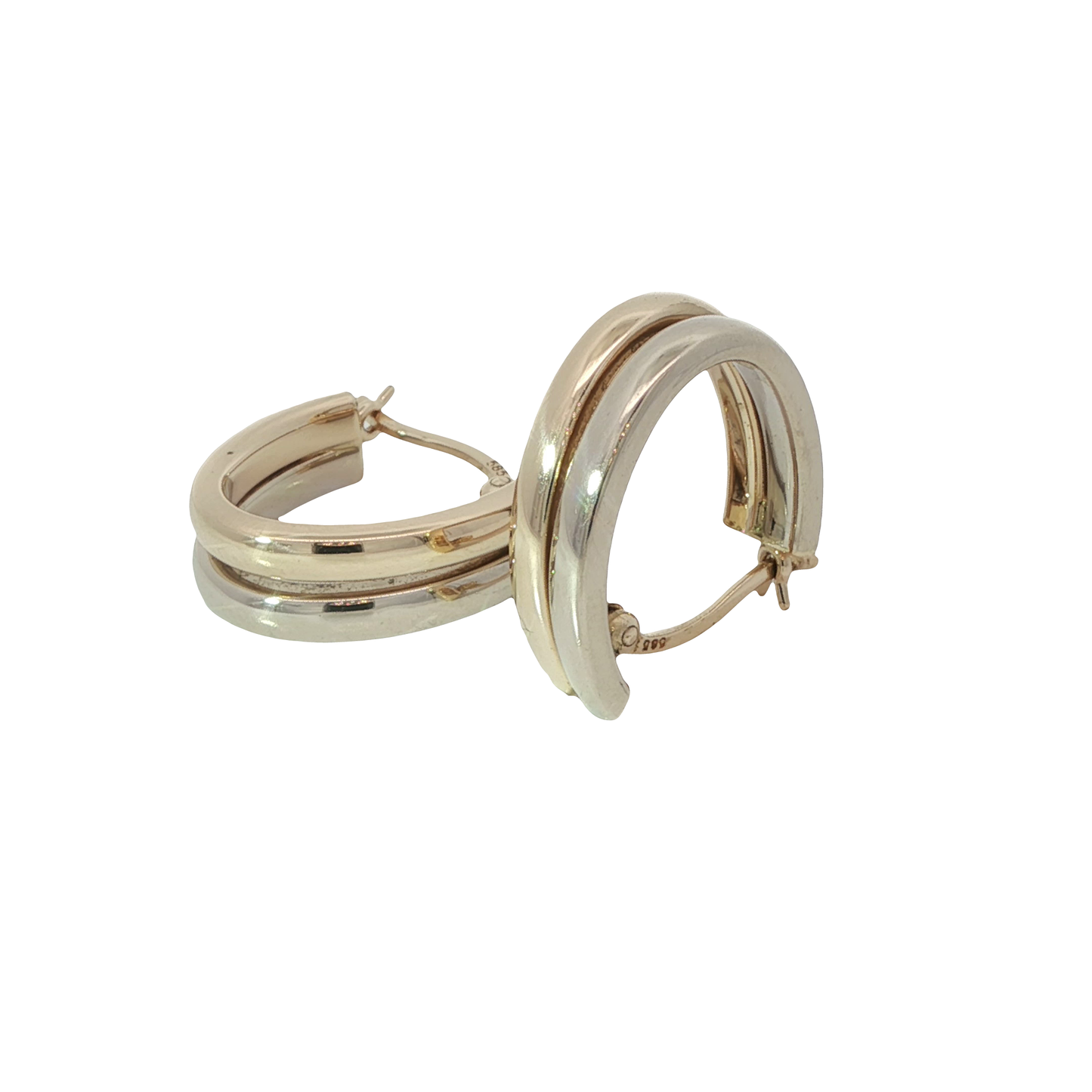 Creolen Bicolor 585 / 14 Karat L: 17 mm Nr. 6793