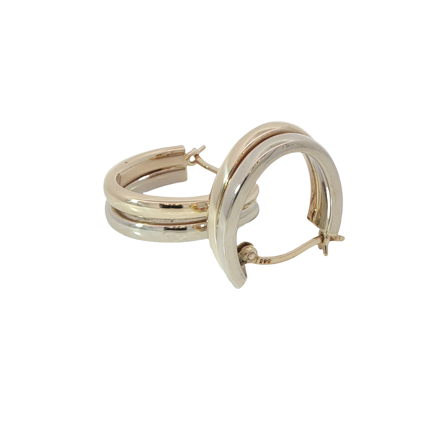 Creolen Bicolor 585 / 14 Karat L: 17 mm Nr. 6793